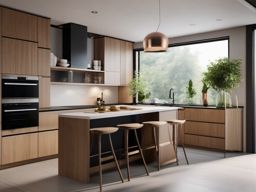 Modern Zen Aesthetics - Create a modern kitchen with serene and zen-inspired decor. , kitchen layout design ideas, multicoloured, photo realistic, hyper detail, high resolution,