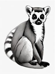 drawing of a lemur with a baby  minimal rough sketch scribbles,doodles,black and white