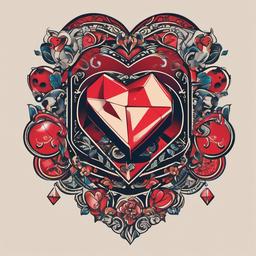 Heart Dice Tattoo-Playful and creative tattoo featuring a combination of a heart and dice, capturing themes of love and luck.  simple color vector tattoo