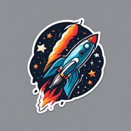 Rocket in Space Sticker - Rocket soaring through outer space, ,vector color sticker art,minimal