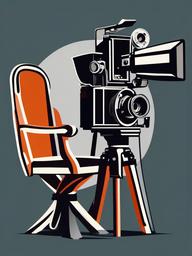 Movie clipart - film camera with a director’s chair  color,minimalist,vector clipart