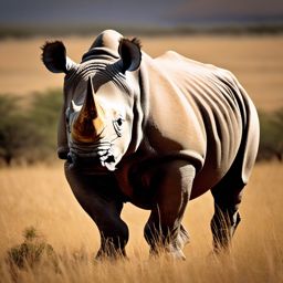 Rhino Clipart on the Plains,Sturdy rhino standing proudly on the plains, representing resilience and strength. 