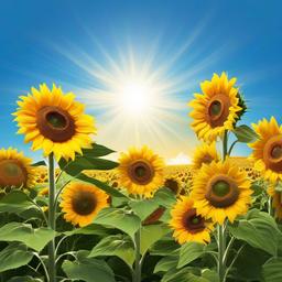 Sunflower clipart - sunflower with bright blue sky in the background  