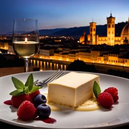 semifreddo, italian frozen dessert, savored at a romantic candlelit dinner in florence. 