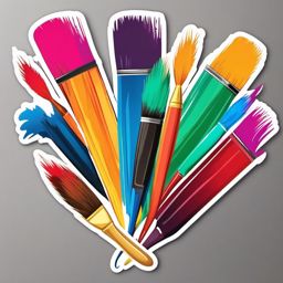 Paintbrush Sticker - Artist's paintbrush in vibrant colors, ,vector color sticker art,minimal