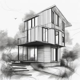 drawing of a house easy  minimal rough scribbles,doodles,black and white