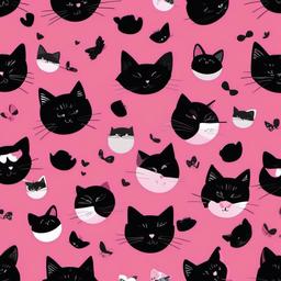 Cat Background Wallpaper - black cat pink background  