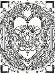 Heart Mandala Coloring Pages - Intricate Heart Mandala Designs  minimal black outline printable sheet, coloring page