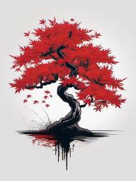 japanese maple tree tattoo  simple vector color tattoo