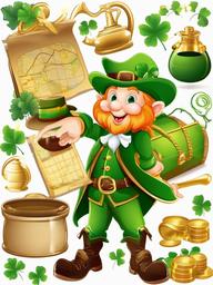 Leprechaun clipart - leprechaun with a map to treasure  