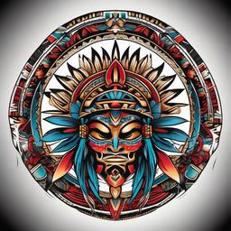aztec chicano tattoos  simple vector color tattoo
