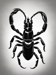 drawing of a scorpion with a vibrant backdrop  minimal rough sketch scribbles,doodles,black and white