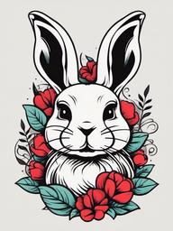 naughty rabbit tattoo  minimalist color tattoo, vector