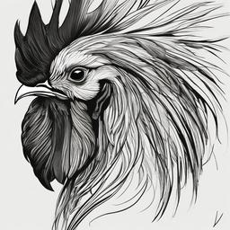 drawing of rooster  minimal rough sketch scribbles,doodles,black and white