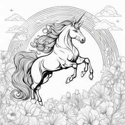 unicorn coloring pages - spectacular unicorn creating vibrant rainbows with each graceful sweep of its radiant horn. 