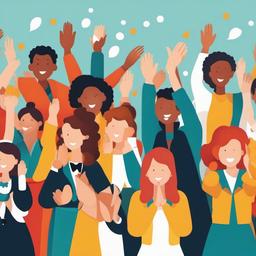 Congrats clipart - people clapping and cheering congratulations  color,minimalist,vector clipart