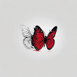 butterfly tattoo red  simple color tattoo,white background,minimal