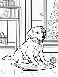 Dog with a Squeaky Toy Coloring Pages - Playful Scene with a Favorite Toy  minimal black outline printable sheet, coloring page