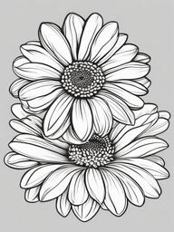 Floral Daisies - Simple white petals with cheerful centers.  outling,coloring pages,black and white