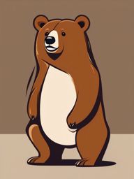 Bear Clip Art - Brown bear standing on its hind legs,  color vector clipart, minimal style