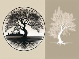 tattoo of willow tree  simple vector color tattoo