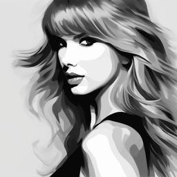 sketch of taylor swift  minimal rough sketch scribbles,doodles,black and white