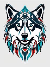 husky tribal tattoo  simple color tattoo,minimal,white background