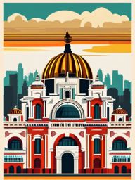 Mexico City clipart - Palacio de Bellas Artes and Zócalo, ,color clipart vector style