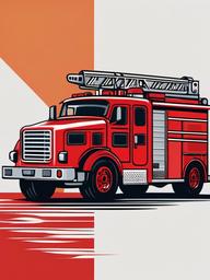 Fire Truck clipart - fire truck with a rescue boat  color,minimalist,vector clipart