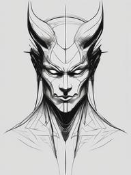 sketch of demon  minimal rough sketch scribbles,doodles,black and white