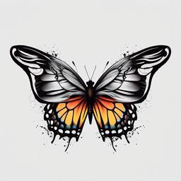 butterfly in memory tattoos  simple color tattoo, minimal, white background