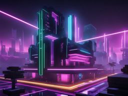 cyberpunk cityscape with neon lights and holograms - minecraft house design ideas minecraft block style