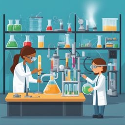 science clipart: conducting experiments in a high-tech lab. 