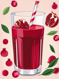 Pomegranate Juice Glass Clipart - A glass of pomegranate juice with seeds.  color vector clipart, minimal style