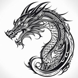 Dragon tattoo for neck, Artistic dragon tattoos specifically designed for the neck.  color, tattoo style pattern, clean white background