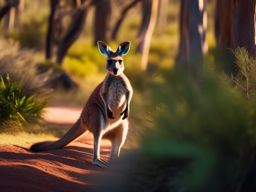 Cute Kangaroo Hopping in the Australian Bush 8k, cinematic, vivid colors