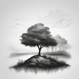 pencil sketch of nature  minimal rough sketch scribbles,doodles,black and white