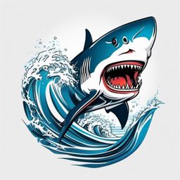 Shark tattoo: A dynamic portrayal of a shark in its natural habitat, embodying the thrill of the ocean.  color tattoo style, minimalist, white background
