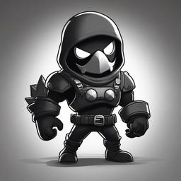 The brawler crow in brawl stars but with a alien skin  charcoal sketch style