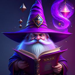 gnome wizard with a vast spellbook, specializing in illusions and enchantments. 