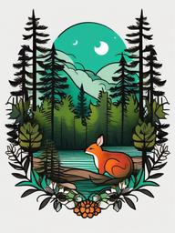 small forest tattoo  simple vector color tattoo