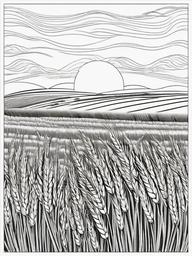 Golden Fields Coloring Pages - Wheat Fields Ready for Harvest  minimal black outline printable sheet, coloring page