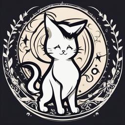 Cute Ghost Cat Tattoo-Adorable spookiness, charm of friendly supernatural felines.  simple vector color tattoo