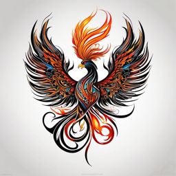 Tribal phoenix tattoo, Tattoos inspired by tribal art and featuring the mythical phoenix. , color tattoo designs, white clean background