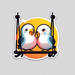 Lovebirds on a Swing Emoji Sticker - Swinging joyfully in the rhythm of love, , sticker vector art, minimalist design