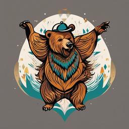 dancing bear tattoo  simple vector color tattoo