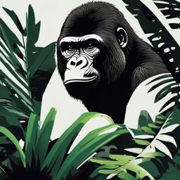 Gorilla clipart - Strong and intelligent primate in the jungle, ,vector color clipart,minimal