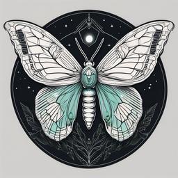 Lunar Moth Tattoo Design - Explore creative and unique designs for lunar moth tattoos, each with its artistic interpretation.  simple vector color tattoo, minimal, white background