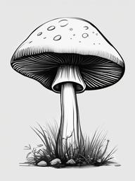 sketch of a mushroom  minimal rough sketch scribbles,doodles,black and white