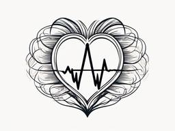 A Heart Beat Tattoo - Symbolize the essence of life with a tattoo featuring a single and elegant heartbeat line.  simple vector color tattoo,minimal,white background